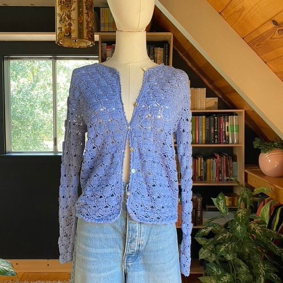 Vintage Tops - Crochet Cardigan Blouse